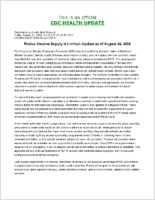 Rabies Vaccine Supply Is LimitedUpdate as of August 22 2008 Friday August 22 2008 1930 EDT 730 PM EDT