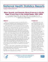 Mean systolic and diastolic blood pressure in adults aged 18 and over in the United States 20012008