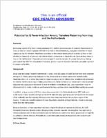 Potential for Q Fever Infection Among Travelers Returning from Iraq and the Netherlands Wednesday May 12 2010 1635 EST 435 PM EST