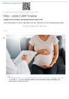 Timeline of Childhood Lead Poisoning Prevention Highlights Highlights from CDCs Childhood Lead Poisoning Prevention Program CLPPP 1990s2000s