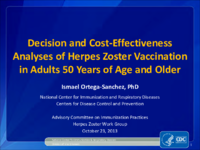 Decision and costeffectiveness analyses of Herpes zoster vaccination in adults 50 years of age and older