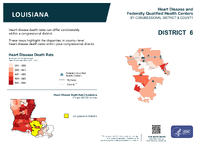 LA Congressional District 06 Heart Disease and Federally Qualified Health Centers Map 118th Congress