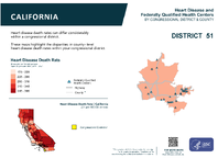 CA Congressional District 51 Heart Disease and Federally Qualified Health Centers Map 118th Congress