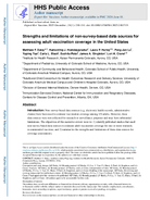 Strengths and Limitations of Nonsurveybased Data Sources For Assessing Adult Vaccination Coverage in the United States