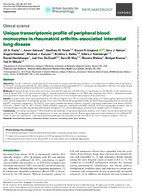 Unique Transcriptomic Profile of Peripheral Blood Monocytes in Rheumatoid ArthritisAssociated Interstitial Lung Disease