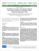 Evolution in Obesity and Chronic Disease Prevention Practice in California Public Health Departments 2010