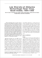 Low Diversity of Alkhurma Hemorrhagic Fever Virus Saudi Arabia 19941999