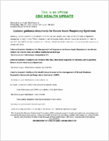 Updated Guidance Documents for Severe Acute Respiratory Syndrome Wednesday May 07 2003 1710 EDT 510 PM EDT