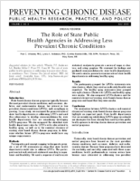 The Role of State Public Health Agencies in Addressing Less Prevalent Chronic Conditions