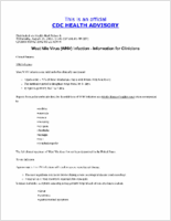 West Nile Virus WNV Infection  Information for Clinicians Wednesday August 21 2002 1305 EDT 0105 PM EDT