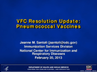 VFC resolution update  pneumococcal vaccines
