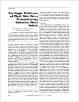 Serologic Evidence of West Nile Virus Transmission Jamaica West Indies