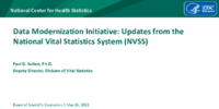 Data Modernization Initiative updates from the National Vital Statistics System NVSS 20210526