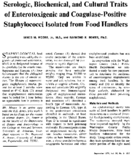 Serologic biochemical and cultural traits of enterotoxigenic and coagulasepositive staphylococci isolated from food handlers