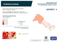 PA Congressional District 04 Heart Disease and Federally Qualified Health Centers Map 118th Congress