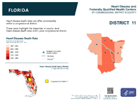 FL Congressional District 11 Heart Disease and Federally Qualified Health Centers Map 118th Congress