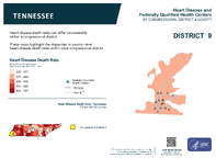 TN Congressional District 09 Heart Disease and Federally Qualified Health Centers Map 118th Congress