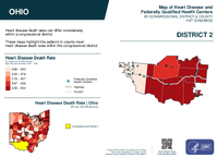 OH Congressional District 02 Heart Disease and Federally Qualified Health Centers Map 119th Congress