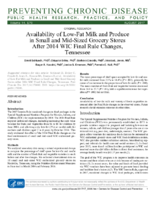 Availability of LowFat Milk and Produce in Small and MidSized Grocery Stores After 2014 WIC Final Rule Changes Tennessee