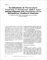 Coinfections of Plasmodium knowlesi P falciparum and P vivax among Humans and Anopheles dirus Mosquitoes Southern Vietnam