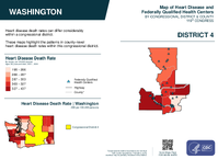 WA Congressional District 04 Heart Disease and Federally Qualified Health Centers Map 119th Congress