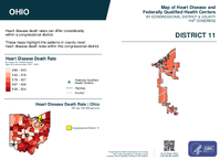 OH Congressional District 11 Heart Disease and Federally Qualified Health Centers Map 119th Congress