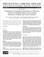 Training and Technical Assistance to Enhance Capacity Building Between Prevention Research Centers and Their Partners
