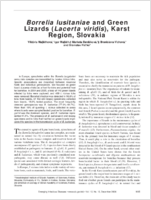 Borrelia lusitaniae and Green Lizards Lacerta viridis Karst Region Slovakia