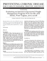 Evaluating an InsuranceSponsored Weight Management Program With the REAIM Model West Virginia 20042008