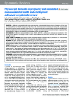 Physical Job Demands in Pregnancy and Associated Musculoskeletal Health and Employment Outcomes A Systematic Review