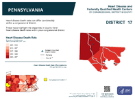 PA Congressional District 17 Heart Disease and Federally Qualified Health Centers Map 118th Congress