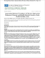 Association Between Prevalence of Chronic Obstructive Pulmonary Disease and HealthRelated Quality of Life South Carolina 2011