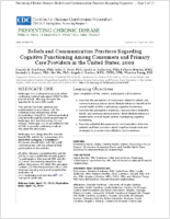 Beliefs and Communication Practices Regarding Cognitive Functioning Among Consumers and Primary Care Providers in the United States 2009