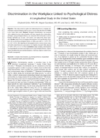 Discrimination in the Workplace Linked to Psychological Distress A Longitudinal Study in the United States