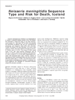 Neisseria meningitidis Sequence Type and Risk for Death Iceland