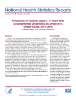 Prevalence of children aged 317 years with developmental disabilities by urbanicity United States 20152018