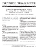 Risk and Protective Factors for Tobacco Use Among 8th and 10thGrade African American Students in Virginia
