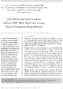 PeerDelivered Interventions Reduce HIV Risk Behaviors Among OutOfTreatment Drug Abusers