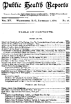 Public Health Reports  vol XV no 49  table of contents