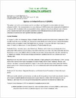 Update on Avian Influenza a H5N1 Thursday August 12 2004 1822 EDT 622 PM EDT