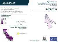 CA Congressional District 14 Stroke and Federally Qualified Health Centers Map 119th Congress
