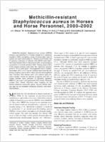 Methicillinresistant Staphylococcus aureus in Horses and Horse Personnel 20002002