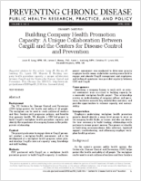 Building Company Health Promotion Capacity A Unique Collaboration Between Cargill and the Centers for Disease Control and Prevention