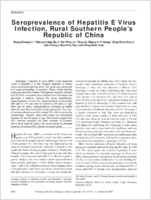 Seroprevalence of Hepatitis E Virus Infection Rural Southern Peoples Republic of China