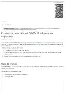 Pruebas de deteccin del COVID19  informacin importante