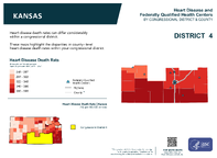 KS Congressional District 04 Heart Disease and Federally Qualified Health Centers Map 118th Congress