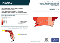 FL Congressional District 01 Heart Disease and Federally Qualified Health Centers Map 119th Congress