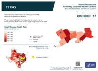 TX Congressional District 17 Heart Disease and Federally Qualified Health Centers Map 118th Congress