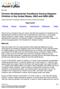 Chronic Developmental Conditions Among Hispanic Children in the United States 2003 and 20052006