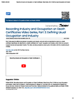 Recording Industry and Occupation on Death Certificates Video Series  Part 2 Defining Usual Occupation and Industry